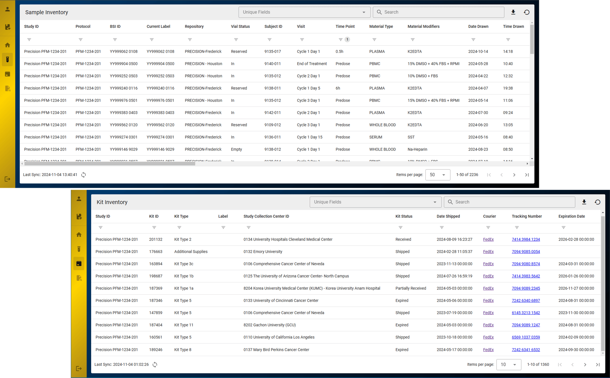 PFM - Sample and Kit Inventory