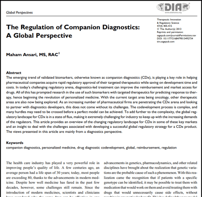 PFM-The Regulation of Companion Diagnostics-Scientific Article 2013 PFM-The Regulation of Companion Diagnostics-Scientific Article 2013